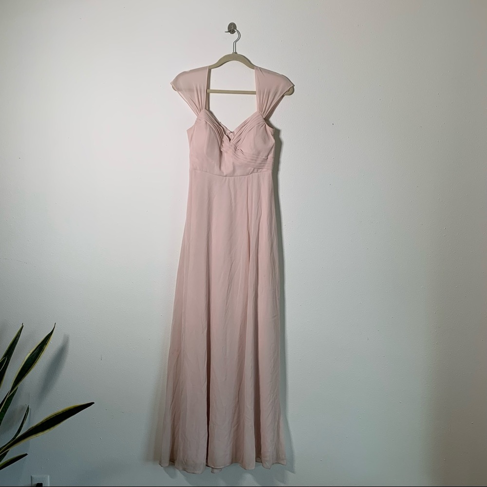 Birdy Grey Spencer Dusty Rose Bridesmaid Dress Draped Sleeves Slit XS